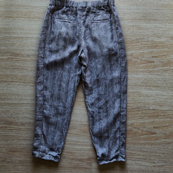Hei Hei Anthropologie Coastal Striped 100% Linen Pull On Crop Pants Pocket - Picture 5 of 8